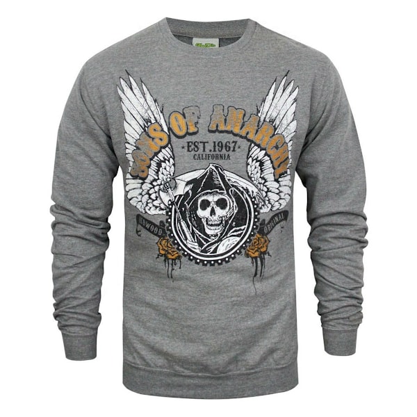 Sons Of Anarchy Herr Winged Reaper Tröja M Grå Grey M