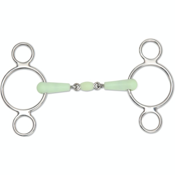 Shires Equikind Peanut Horse 2 Ring Gag Bit 4.5in blekgrön Pale Green 4.5in