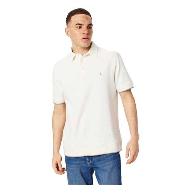 Jack Wills Herr Texturerad Regular Kortärmad Pikétröja S Benvit Bone S