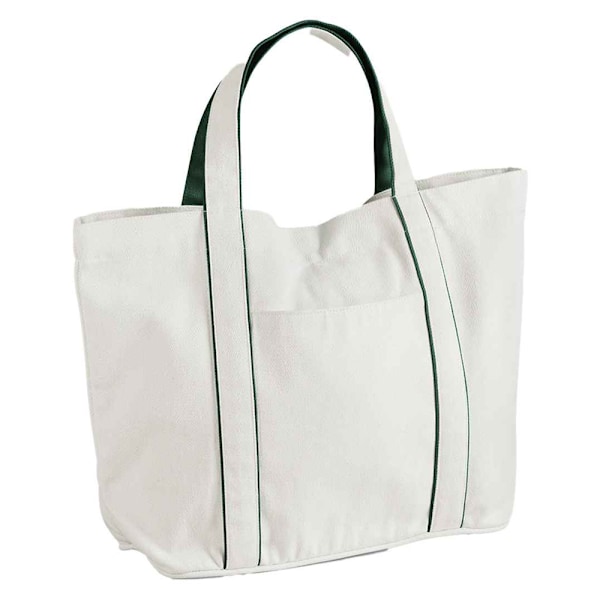 Westford Mill Courtside Tygväska One Size Mjuk Vit/Flaskgrön Soft White/Bottle Green One Size