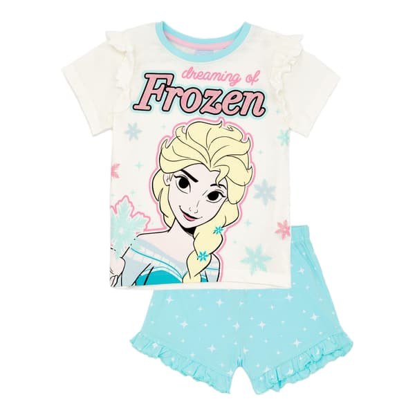 Frozen Pyjamas med korta ärmar för flickor 2-3 år Blå/Vit Blue/White 2-3 Years