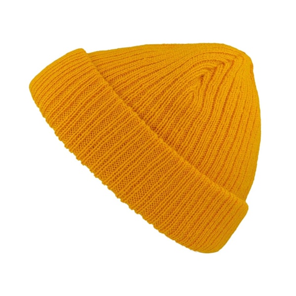 Atlantis Unisex Docker Short Beanie Med Uppvik En Storlek Gul Yellow One Size