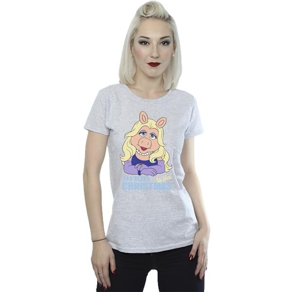 Disney Dam/Damer Muppets Miss Piggy Queen of Holidays Cotto Sports Grey L