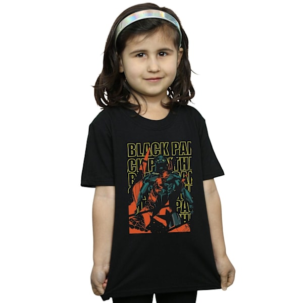 Marvel Girls Avengers Black Panther Collage Bomull T-shirt 5-6 Black 5-6 Years