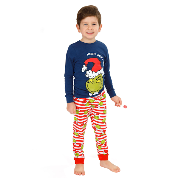 Grinch Barnkläder för Barn/Kids Smalt Jul Lång Pyjamas Set 3-4 År Blue/Red/White 3-4 Years