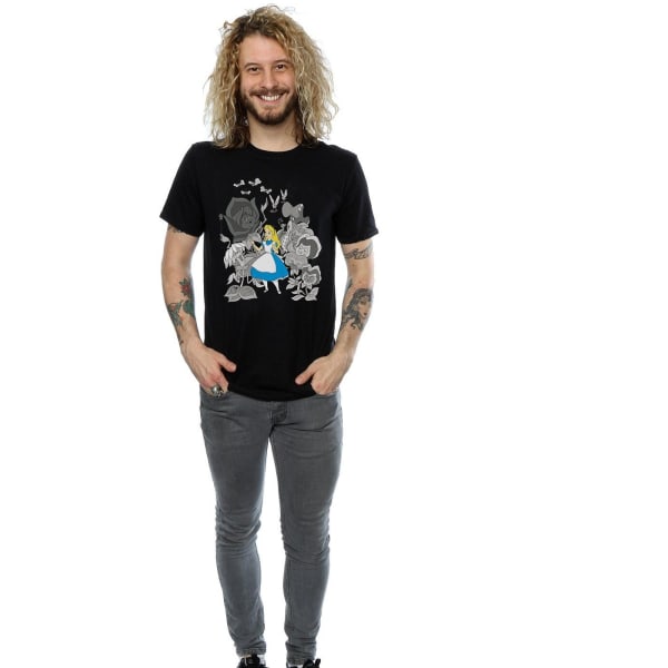 Disney Mens Alice In Wonderland Flowers T-Shirt M Svart Black M