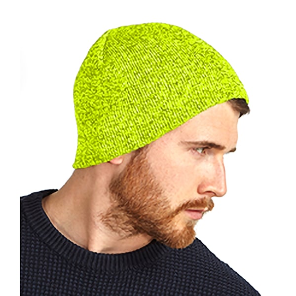 Beechfield Plain Basic Knitted Winter Beanie Hat One Size Fluor Fluorescent Yellow One Size