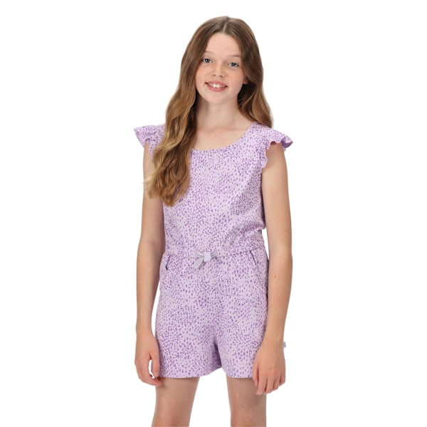 Regatta Barn/Barn Dasie Animal Print Ruffle Playsuit 5-6 År Pastel Lilac 5-6 Years