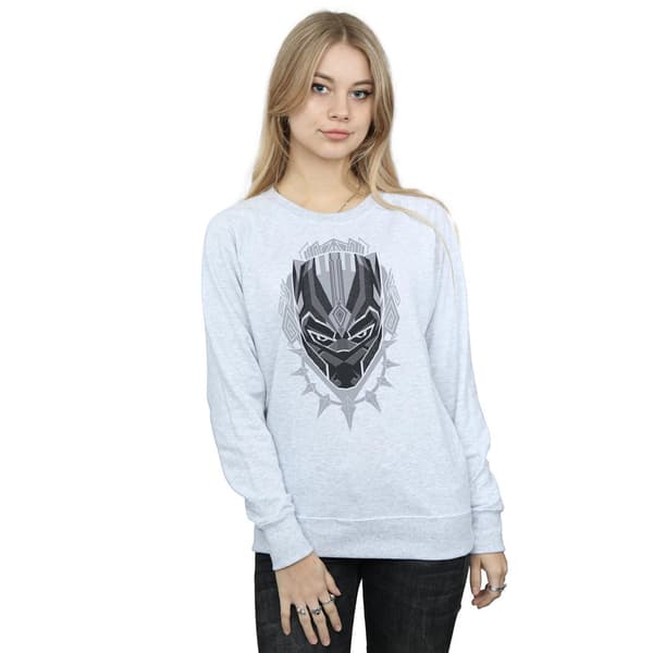 Marvel Womens/Ladies Black Panther Head Sweatshirt S Heather Grå Heather Grey S