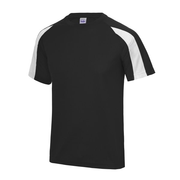 Just Cool Mens Contrast Cool Sports Plain T-Shirt 2XL Jet Black Jet Black/Arctic White 2XL