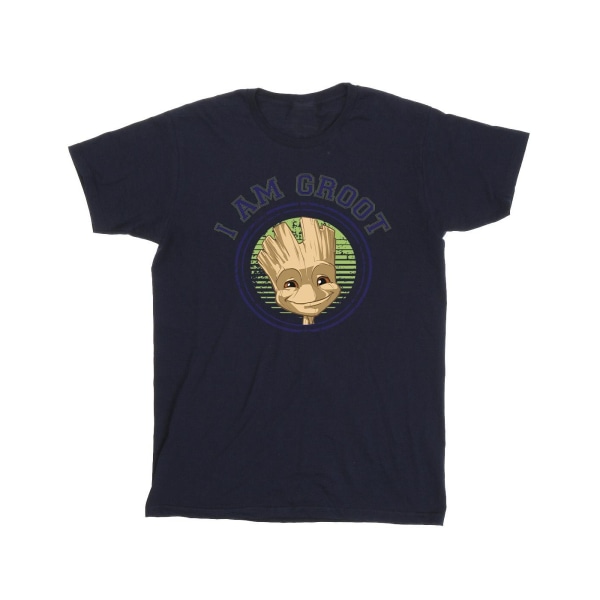 Guardians Of The Galaxy Girls Groot Varsity Cotton T-shirt 5-6 Navy Blue 5-6 Years