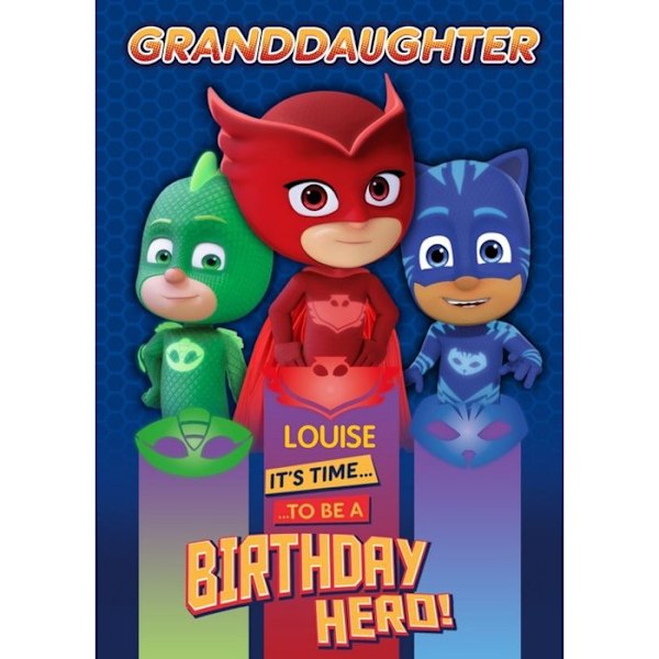 PJ Masks Grattis på födelsedagen barnbarn födelsedagskort En storlek Röd/Blå/Grön Red/Blue/Green One Size