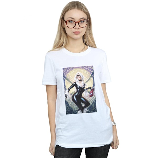 Marvel Womens/Ladies Black Cat Artwork Bomull Boyfriend T-Shirt White M