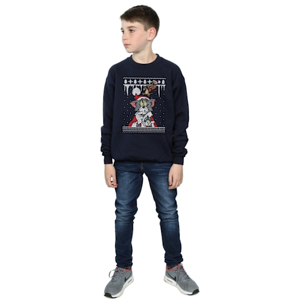 Tom And Jerry Pojkar Jul Fair Isle Sweatshirt 12-13 År N Navy Blue 12-13 Years