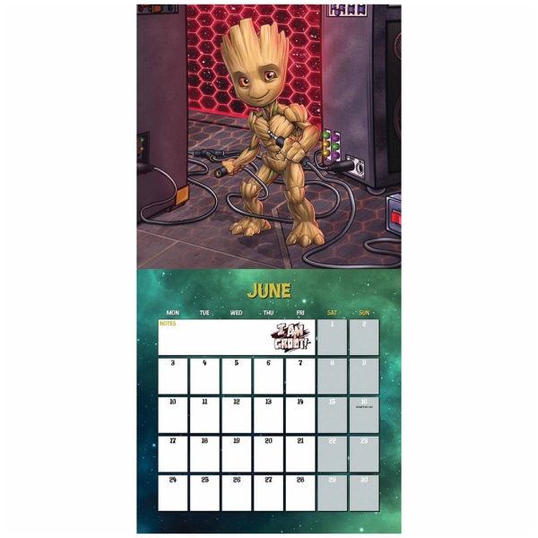 Guardians Of The Galaxy 2024 Groot Väggkalender One Size Purpl Purple/Green/Brown One Size