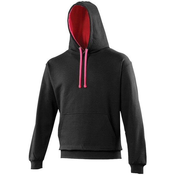 Awdis Varsity Hooded Sweatshirt / Hoodie L Jet Black / Hot Pink Jet Black / Hot Pink L