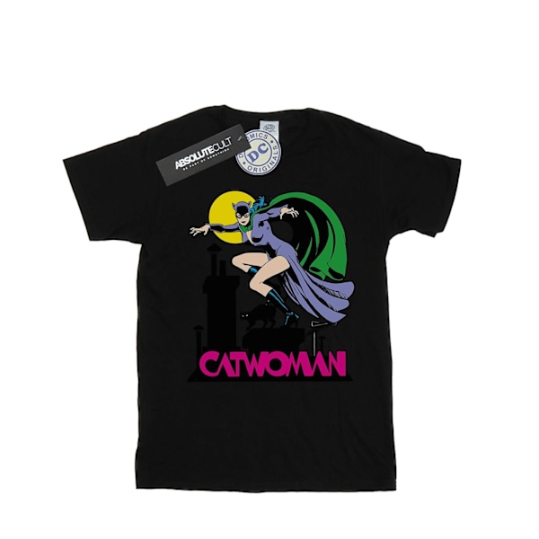 DC Comics Dam/Kvinnor Catwoman Text Logo Bomull Boyfriend T-S Black S