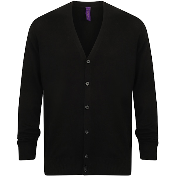 Henbury Herr V-hals Knapp Fin Stickad Cardigan 4XL Svart Black 4XL