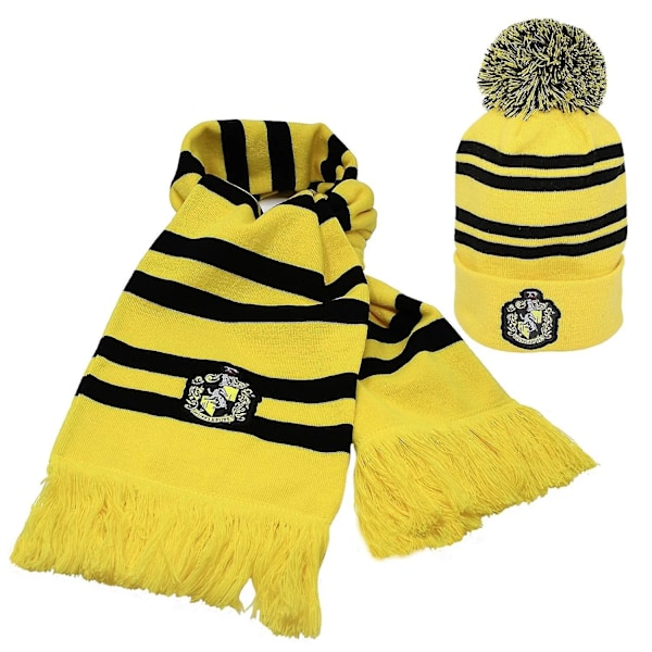 Harry Potter Unisex Vuxen Hufflepuff Mössa Och Halsduk Set One Size Yellow/Black One Size