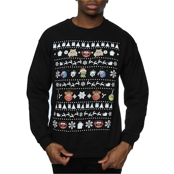 Disney Herr The Muppets Julhuvuden Sweatshirt 3XL Svart Black 3XL