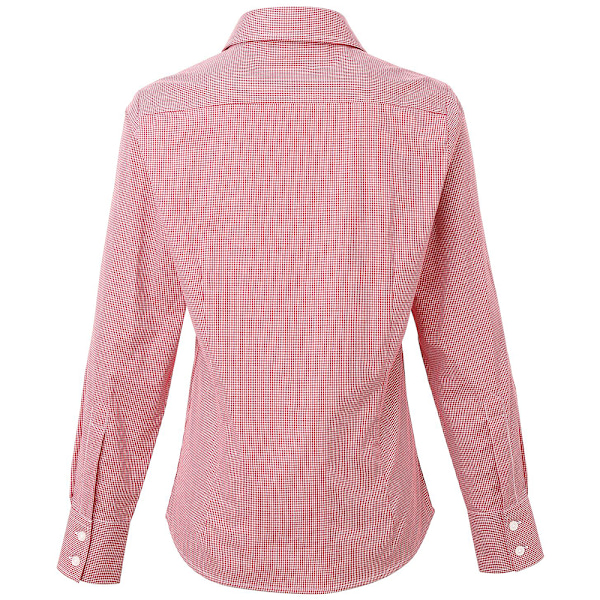Premier Dam/Kvinnors Microcheck Långärmad Skjorta M Röd/Vit Red/White M