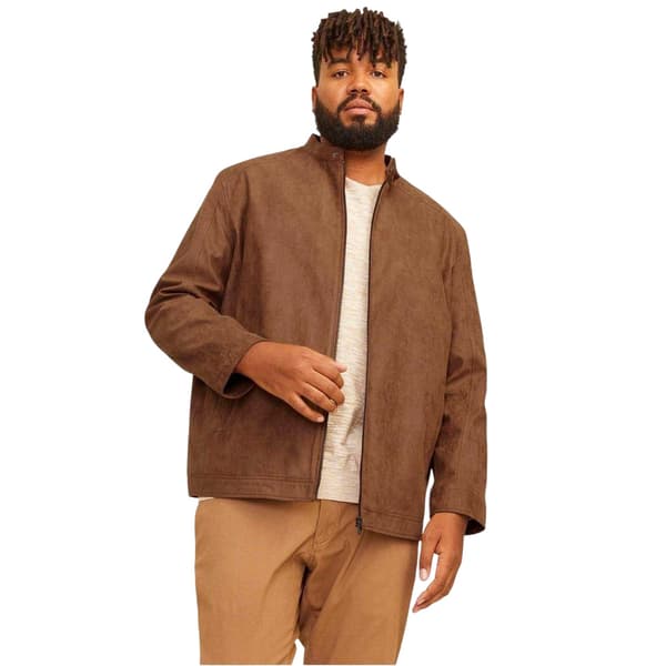 Jack And Jones Herr Biker Mock Neck Plus Långärmad Jacka 5X Cognac 5XL