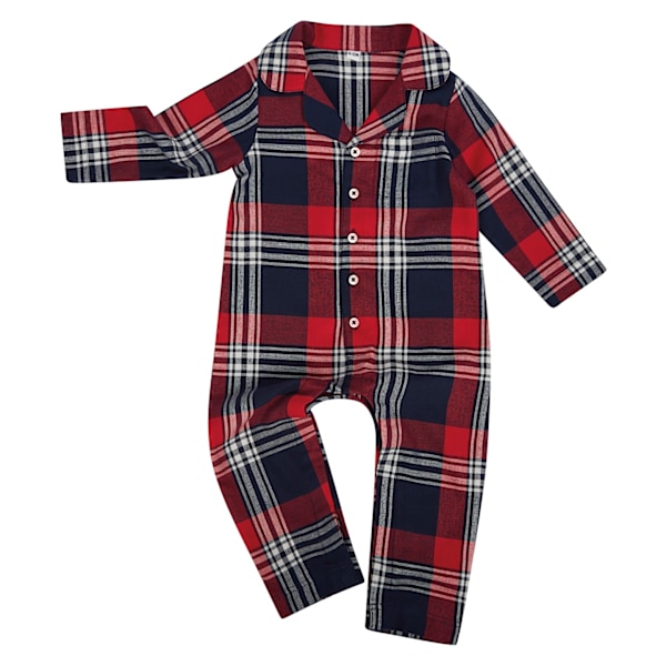 Larkwood Baby Tartan All-In-One Pyjamas 24-36 Månader Röd/Marinblå Red/Navy 24-36 Months