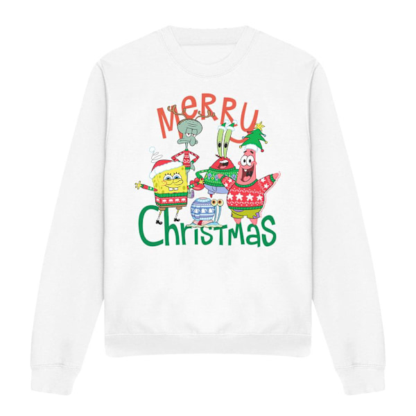 SvampBob Fyrkant Unisex Vuxen God Jul Grupp Tröjor White XL