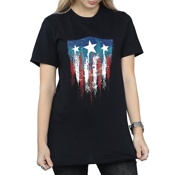 Marvel Dam/Damer Captain America Flag Shield Bomull Boyfriend T-shirt Black 3XL