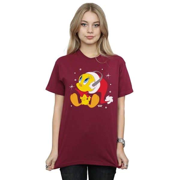 Looney Tunes Dam/Damer Jul Tweety Bomull Boyfriend T-shirt Burgundy XXL