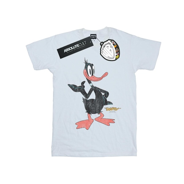 Looney Tunes Dam/Damer Daffy Duck Distressed Bomull Boyfriend White M