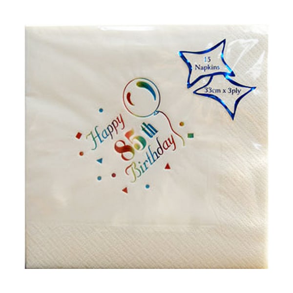 NPK 85:e födelsedag printed servetter (paket med 15 ) One Size Wh White One Size