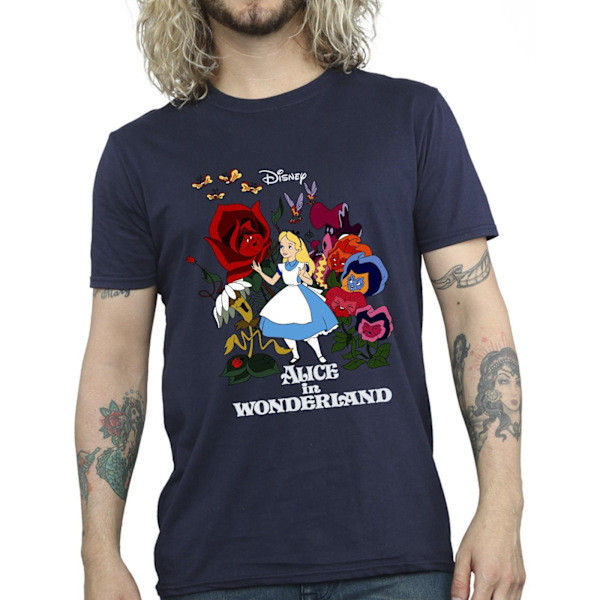 Disney Herr Alice In Wonderland Blommor T-shirt M Marinblå Navy Blue M