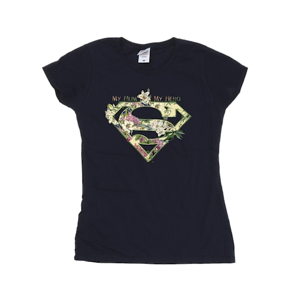 DC Comics Dam/Kvinnor Superman Min Mamma Min Hjälte Bomull T-shirt Navy Blue L