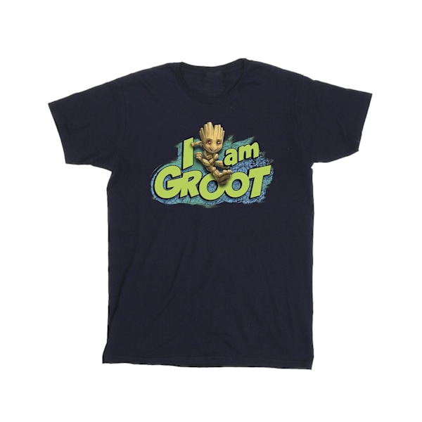 Marvel Herrar Guardians Of The Galaxy I Am Groot Hoppande T-shirt Navy Blue S