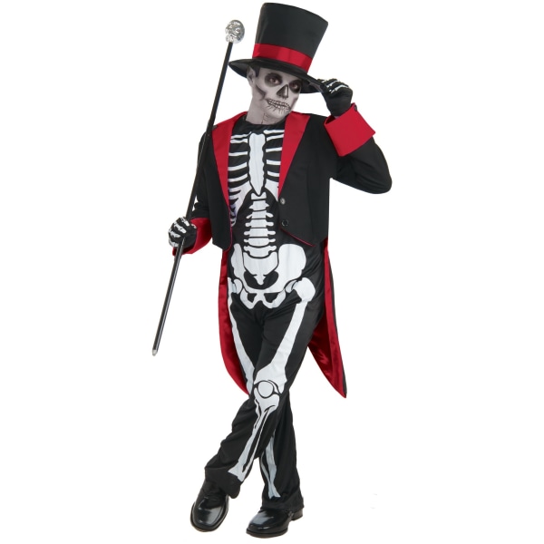 Bristol Novelty Barn/Barn Mr Bone Jangles Halloween-dräkt Black/White/Red M