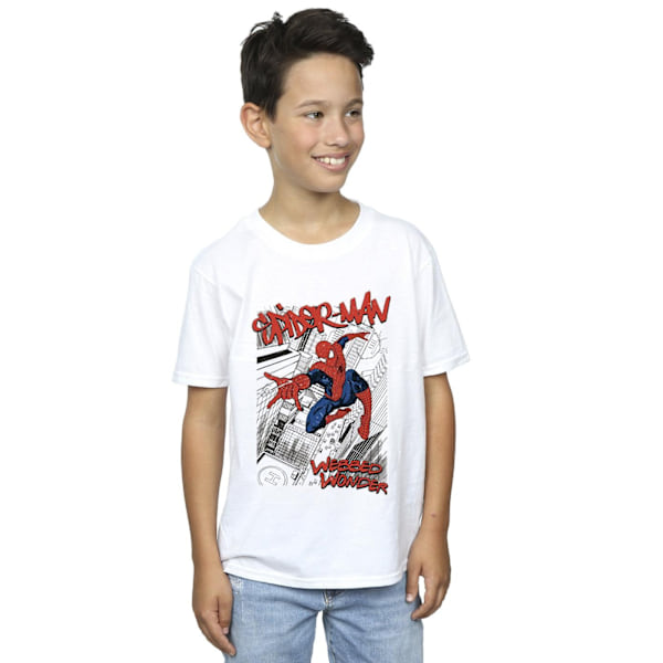 Marvel Boys Spider-Man Sketch City T-Shirt 5-6 år Vit White 5-6 Years