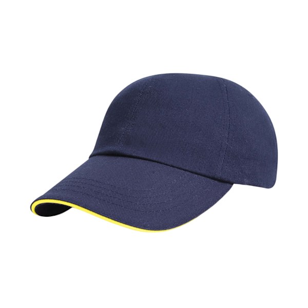 Result Headwear Heavy Brushed Cotton Sandwich Peak Baseball Cap Navy/Yellow One Size