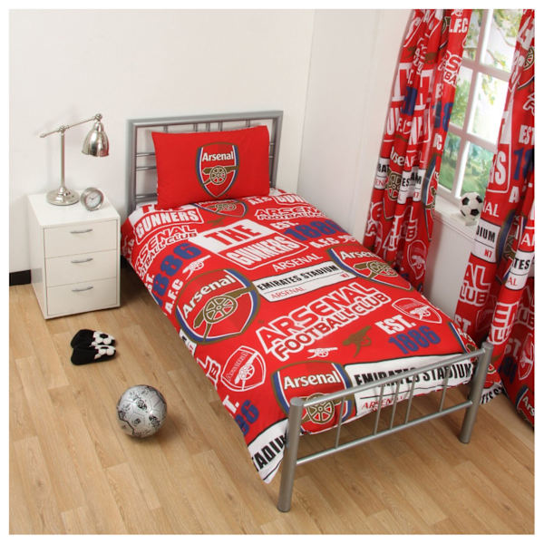 Arsenal FC Patch Påslakan Set Enkelsäng Röd/Vit/Guld/Blå Red/White/Gold/Blue Single