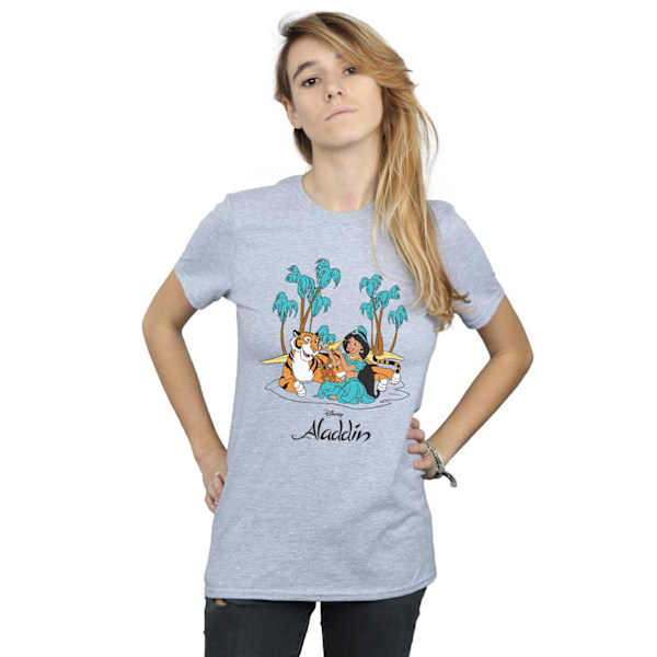 Disney Dam/Damer Aladdin Jasmine Abu Rajah Strand Bomull Pojkvän T-shirt Sports Grey S