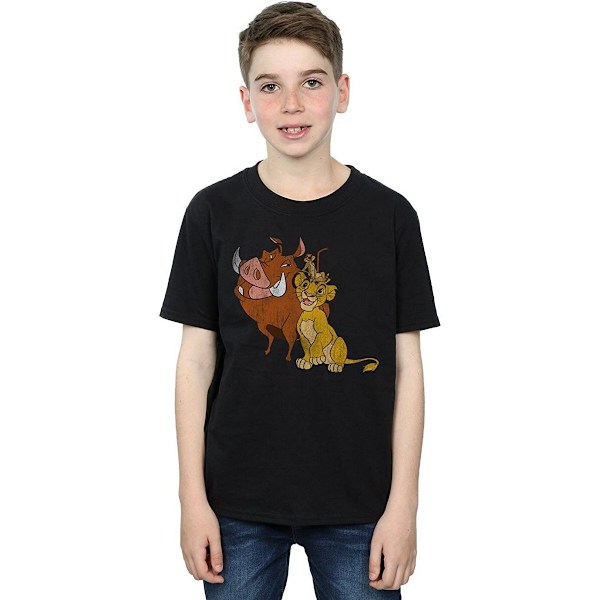 Lejonkungen Pojkar Simba, Timon Och Pumbaa Bomull T-shirt 7-8 År Black 7-8 Years