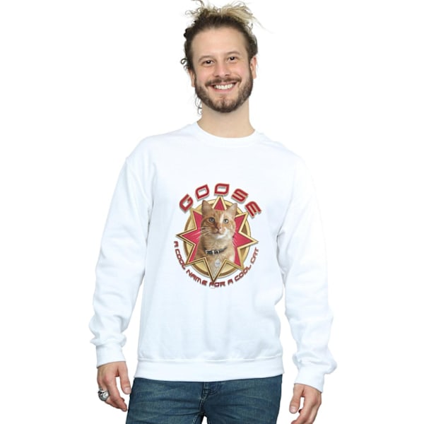 Marvel Herr Captain Marvel Goose Cool Cat Sweatshirt 3XL Vit White 3XL