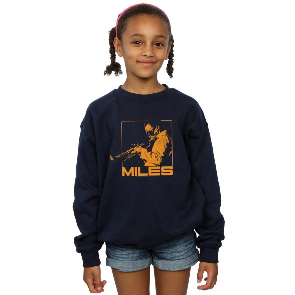 Miles Davis Girls Orange Square Sweatshirt 5-6 år Marinblå Navy Blue 5-6 Years