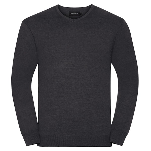 Russell Collection Herr V-halsad Stickad Pullover Sweatshirt 4XL Charcoal Marl 4XL