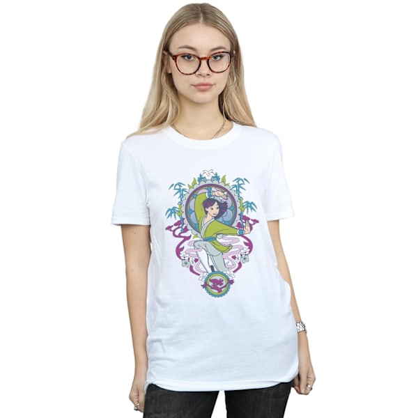 Disney Dam/Kvinnor Mulan Ornamental Bomull Boyfriend T-shirt White M