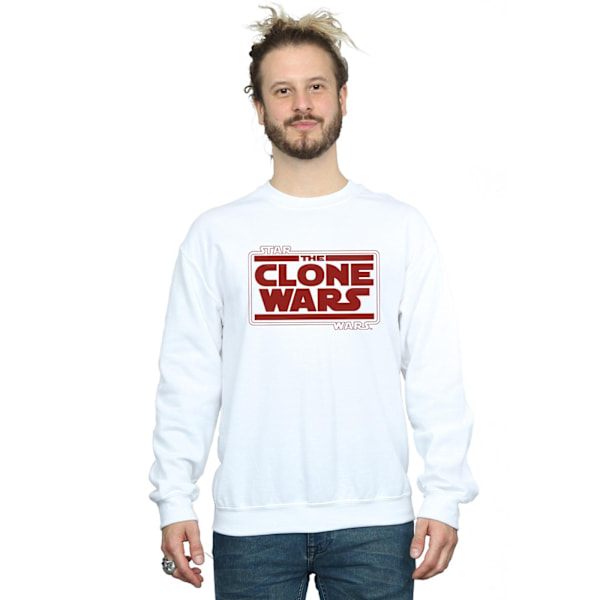 Star Wars Herr Clone Wars Logotyp Sweatshirt 4XL Vit White 4XL