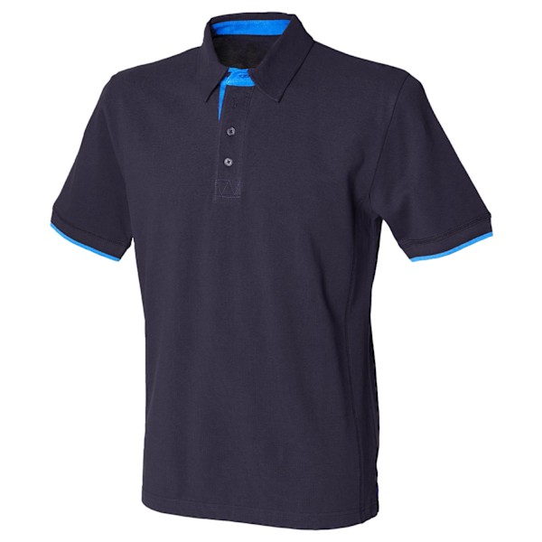 Front Row Herr Kontrast Pique Poloshirt M Marinblå/Marinblå Navy/Marine Blue M