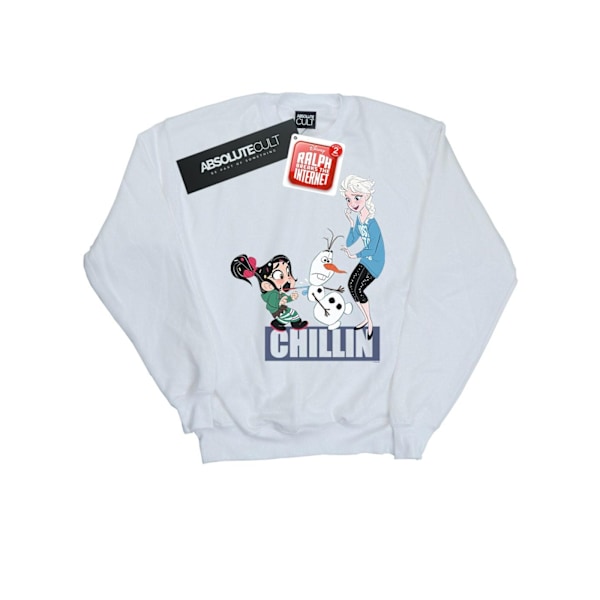 Disney Dam/Kvinnor Wreck It Ralph Elsa Och Vanellope Sweatshirt White L