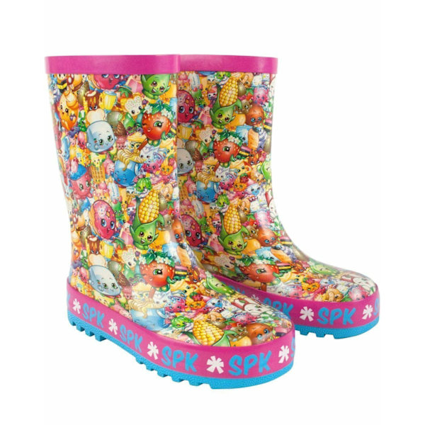 Shopkins flickor gummistövlar med tryck överallt 10 UK barnrosa Pink/Blue 10 UK Child