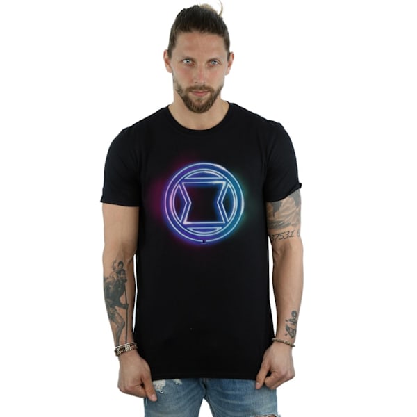 Marvel Mens Black Widow Neon Logo T-Shirt S Svart Black S